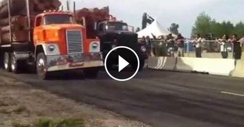 Antique Log Trucks Drag Race Dodge Detroit Diesel Power Quebec Big Rigs 2 Stroke Engines