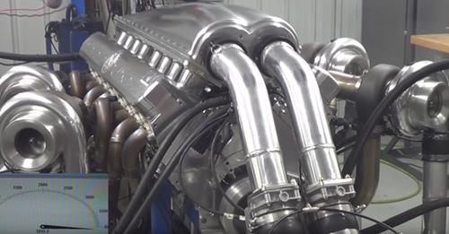 Watch Devel’s 12.3-liter quad-turbo V-16 make 5,007 horsepower
