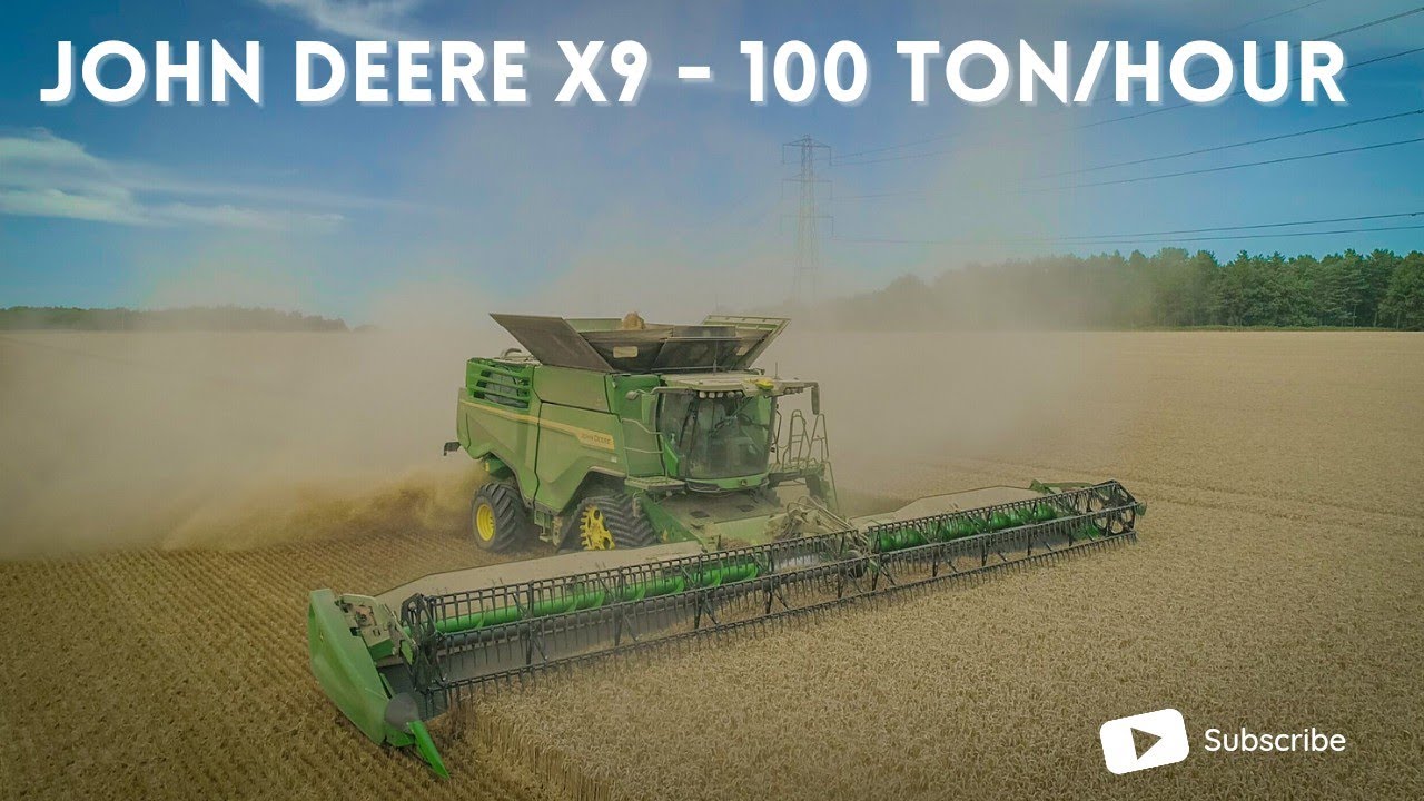 2022 The huge 100 Ton an hour John Deere X9 Combining Wheat for FW Rowe & Sons with Dave Rowe at the wheel. – Archer’s View