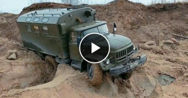 Military truck driver skills in swamp and heavy use.